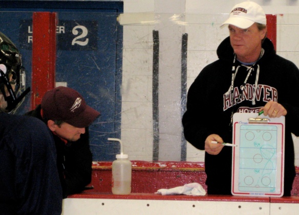 Coach Dick Dodds shares his enthusiasm for hockey with Campion's Learn-to-Play group  near Hanover, NH.