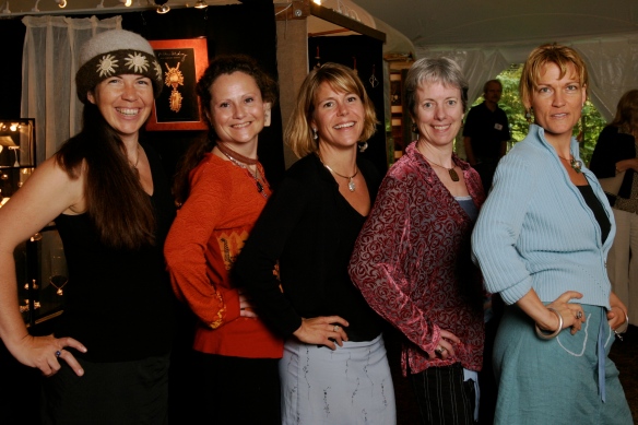 League of NH Craftsmen artists, from L-R: Carrie Cahill Mulligan, Laura Chowanski, Kristin Kennedy, Deirdre Donnelly & Natalie Blake at the 2008 Craftsmen's Fair, Newbury, New Hampshire. 